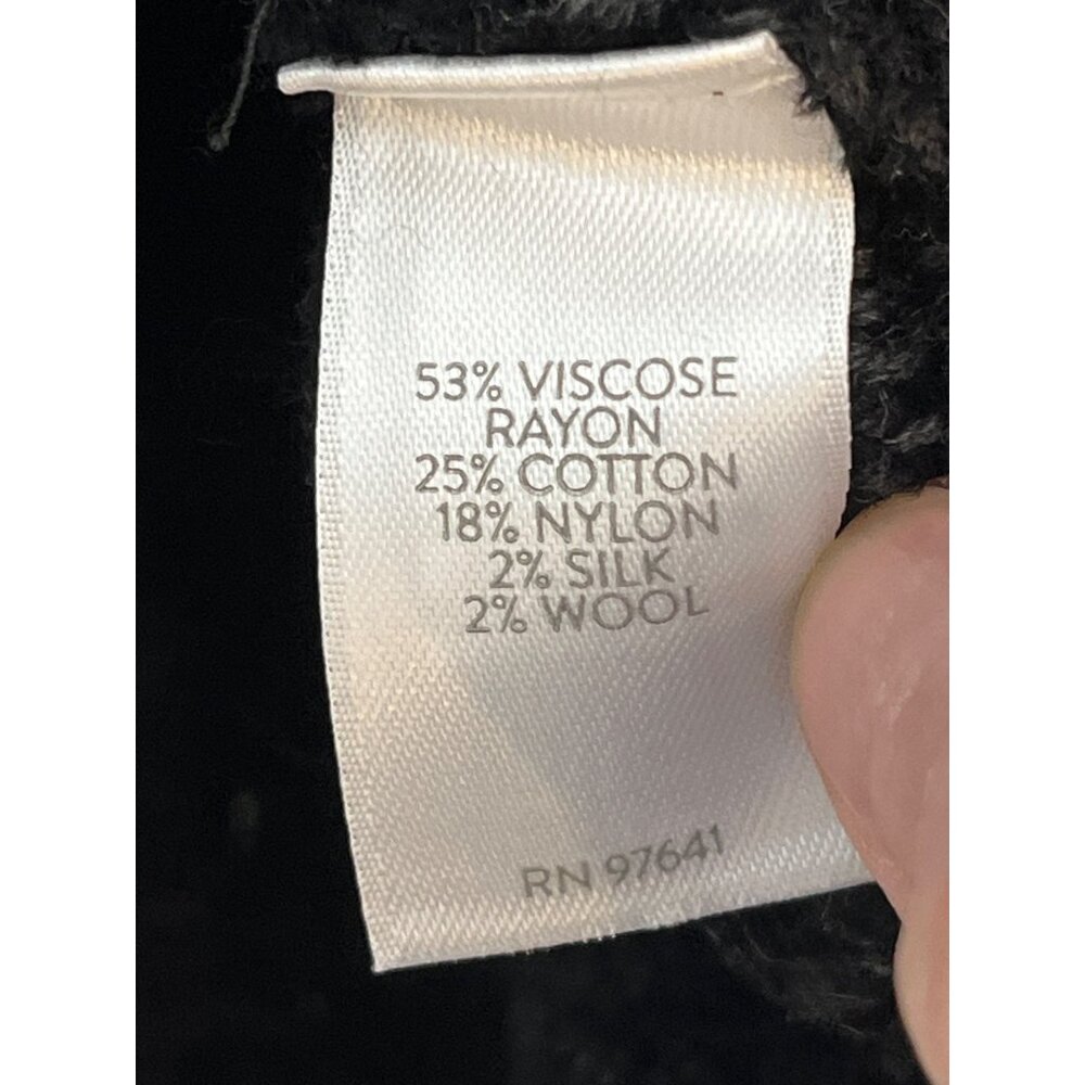 J Jill‎ Cotton Silk Wool Blend Soft Leaf Textured Ribbed Sweater Black Medium - Picture 6 of 10
